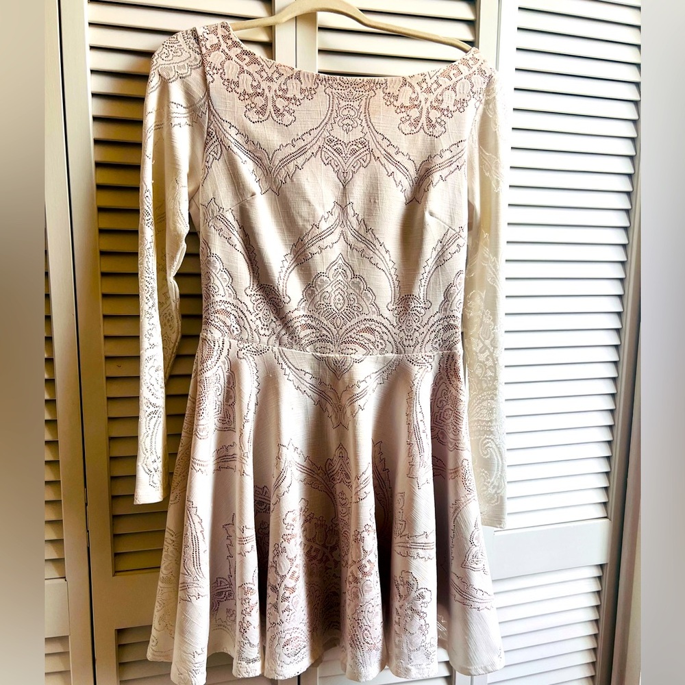 White Bebe lace fit and flare cocktail dress